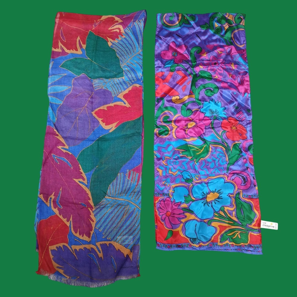 Liz Claiborne Silk Scarf Bundle Women's Multi Floral Tropical 90s